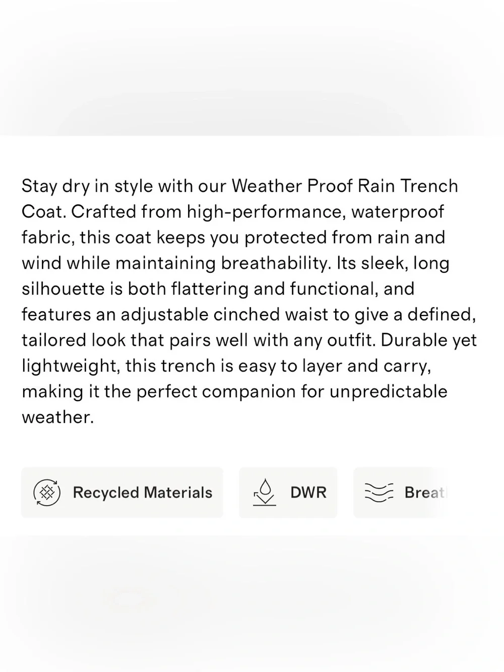 NEW Quince Weather Proof Rain Trench Coat Size Medium